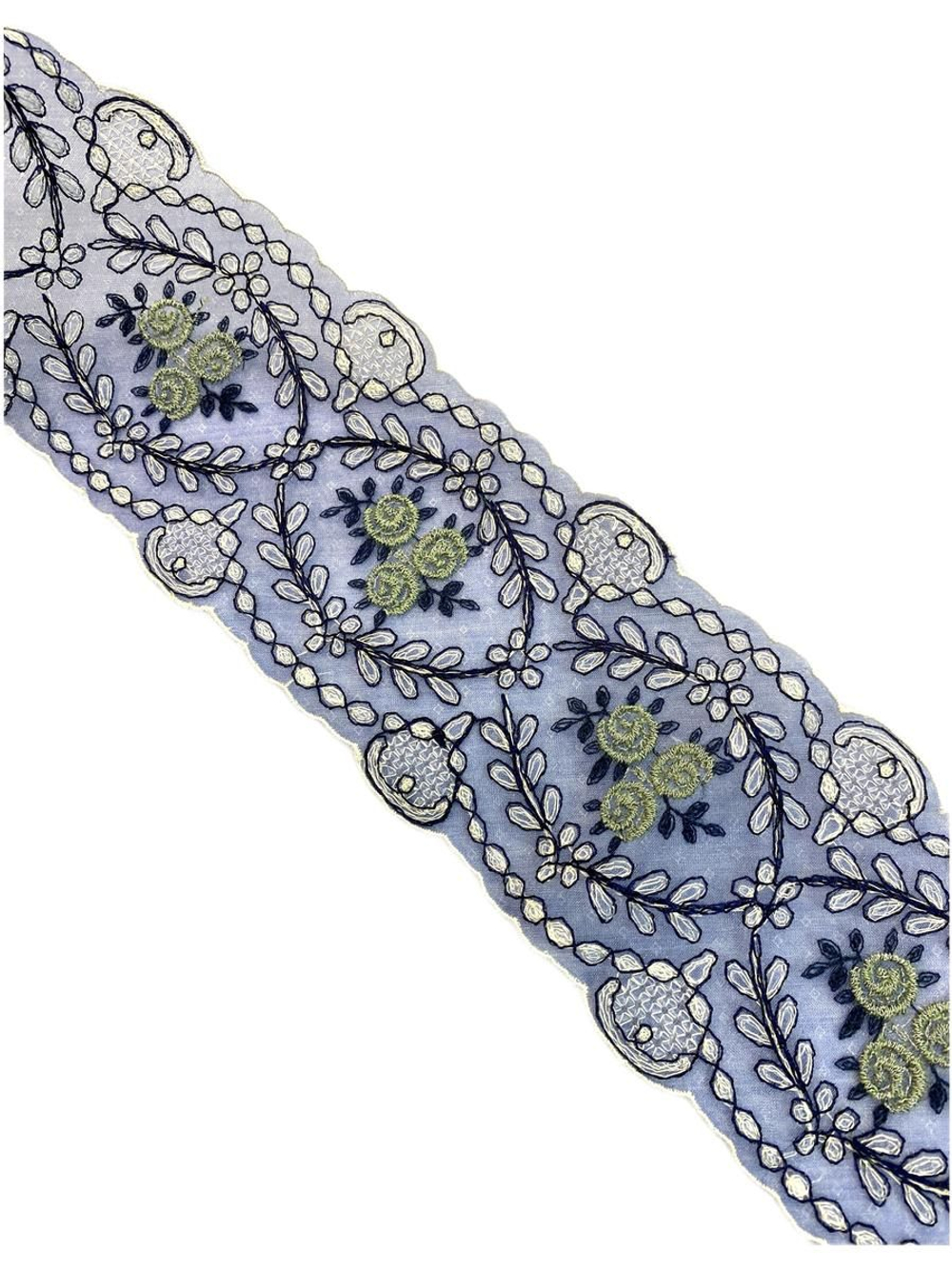 кружево на органзе вышивка шелк/хлопок/ (Франция) ш-7 см цена за 1м