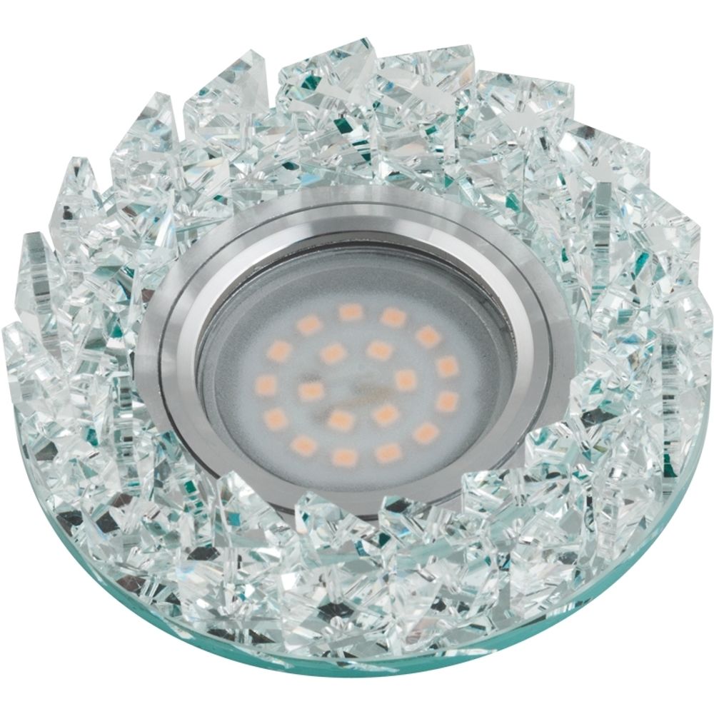 DLS-P108 GU5.3 CHROME/CLEAR Светильник декоративный встраиваемый ТМ Fametto, серия Peonia. Без лампы, цоколь GU5.3. Основание металл, цвет хром. О