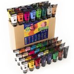 Краски акриловые художественные BRAUBERG ART CLASSIC, НАБОР 54 шт, 49 цветов, в тубах 75 мл, 191724