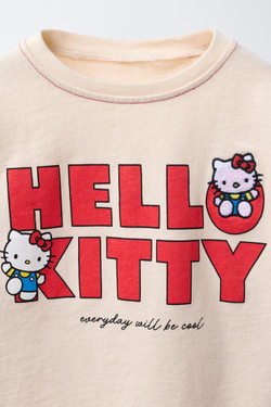 ZARA ФУТБОЛКА С ВЫШИВКОЙ HELLO KITTY © SANRIO, СВЕТЛО-ЛОСОСЕВЫЙ