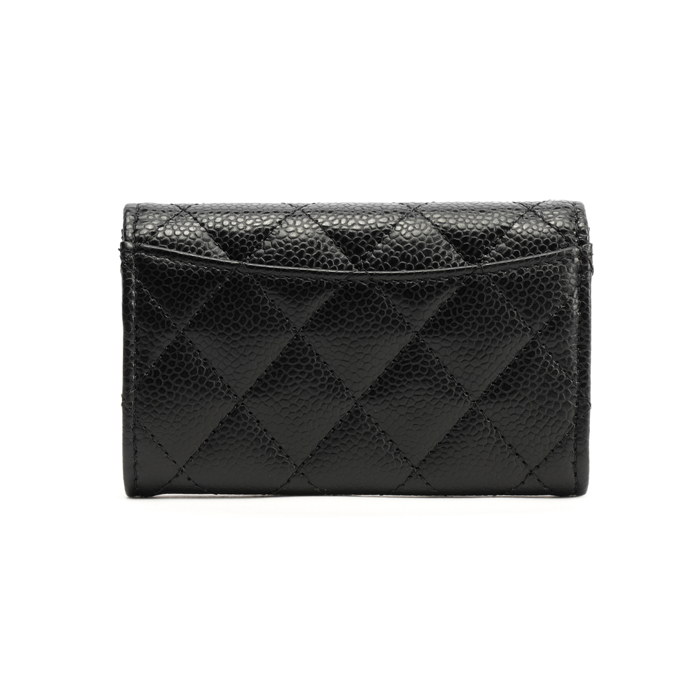 CHANEL Grain Embossed Cow Leather Coin Purse Card Holder, Wallet Women"s Black