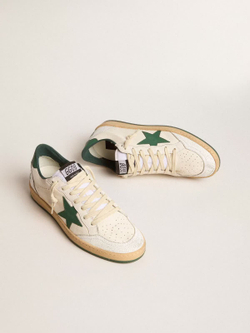 Men’s Ball Star Wishes in white nappa leather with green leather star and heel tab