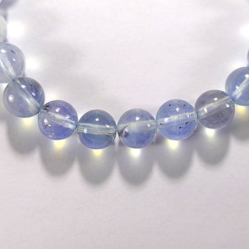 Бусина из аквамарина с графитом облагороженного, шар гладкий 8мм