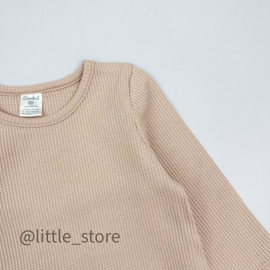 Лонгслив из вафельного полотна, Бежевый