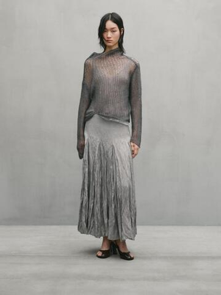Massimo Dutti Ажурный свитер, серый