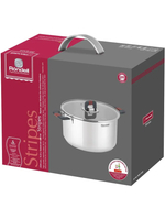 Кастрюля RONDELL RDS-1638 Stripes с крышкой 24 см, 5,2 л стальной