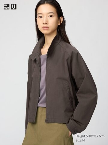 UNIQLO Короткая куртка из смесовой хлопковой ткани, темно-коричневый