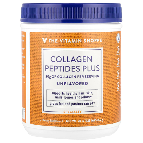 The Vitamin Shoppe, Collagen Peptides Plus, без добавок, 564,2 г (20 унций)