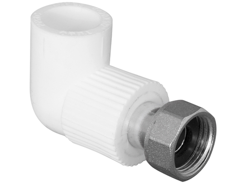 Угольник TEBO бел. PP-R 90 град. с накидной гайкой 25х3/4quot; (20/100), арт. 030031005