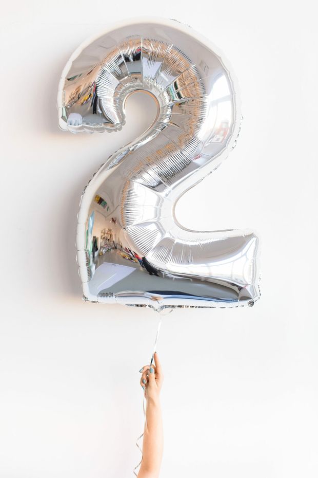 FM Шар 40" / 102 см "Цифра 2" Серебро (БГ-60)