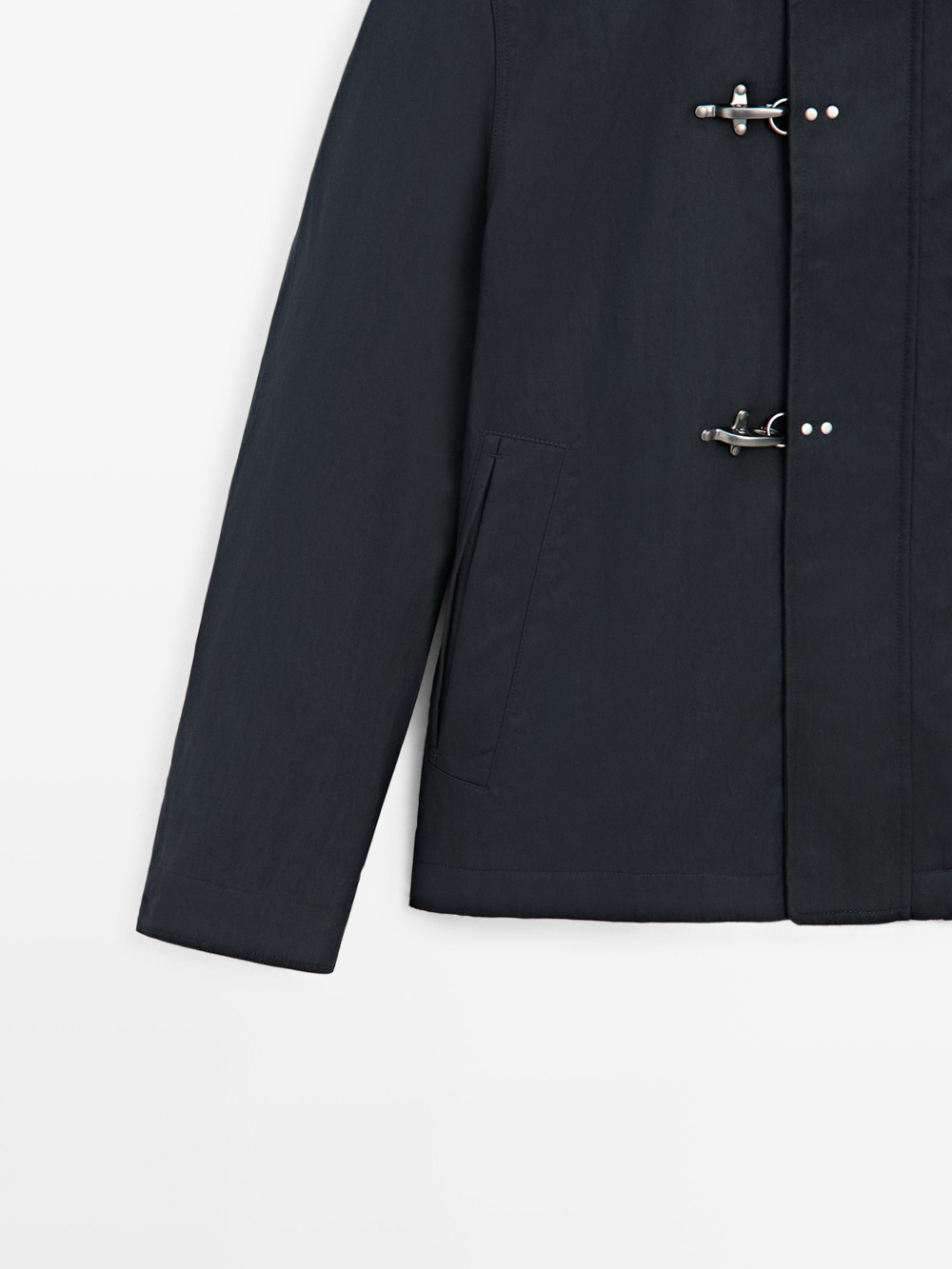 Massimo Dutti Куртка из смесового хлопка с застежками-тоггл, темно-синий