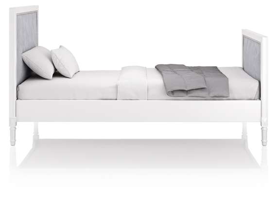 Кровать подростковая Elit (белый, серая ткань)