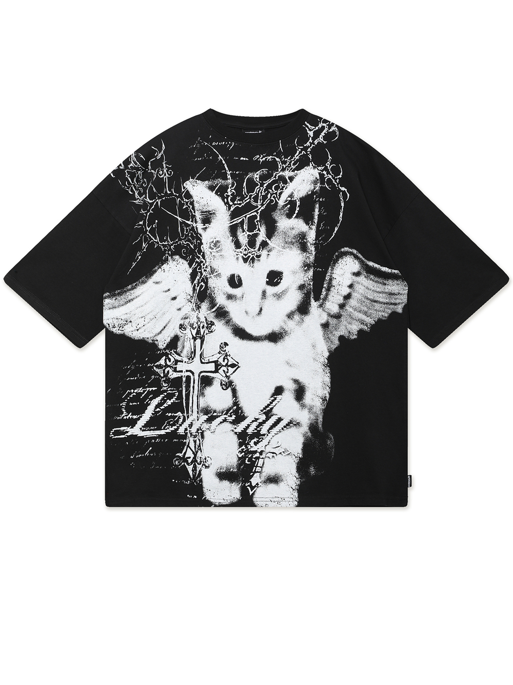 Женская Футболка Halo Purr Black Kitten Graphic Oversized