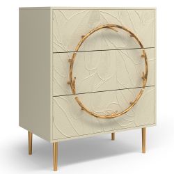Комод Арт Колор leaves Стайл Голд с 3 ящиками Серый шелк