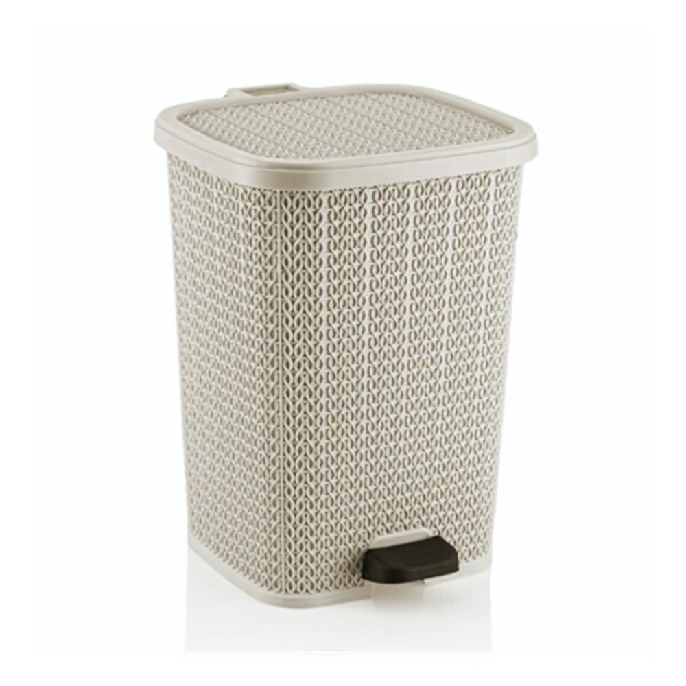 Мусорное ведро с педалью 12 лт ВЯЗАННЫЙ УЗОР крем