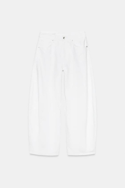 ZARA ДЖИНСЫ TRF BALLOON СО СРЕДНЕЙ ПОСАДКОЙ, ЖЕЛТОВАТО-БЕЛЫЙ