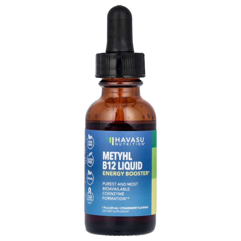 Havasu Nutrition, жидкий метилкобаламин B12, клубника, 30 мл (1 жидк. унция)