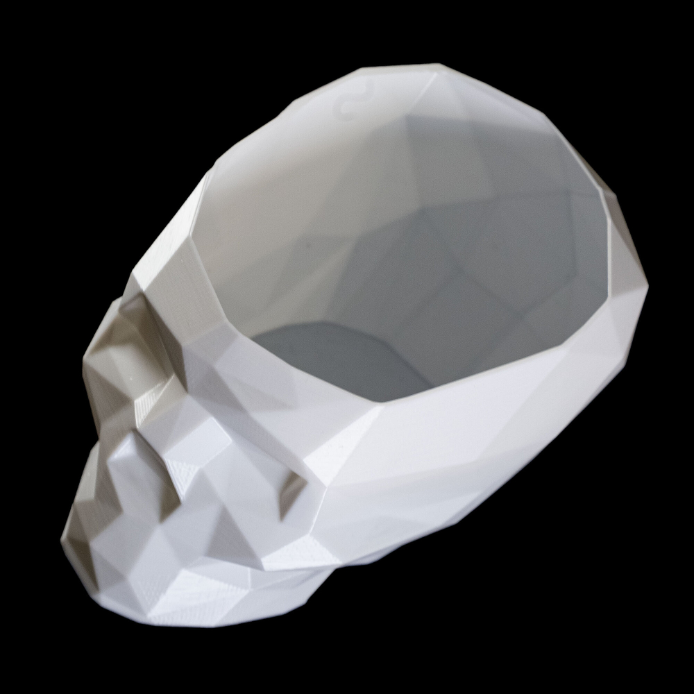 Череп-Ваза для конфет/карандашей, полигональная, 3D печать, белая