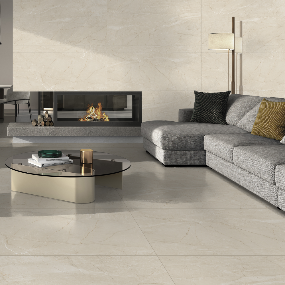 Глазурованный керамогранит Bogart Crema 60x120 см 2.88 м² полированный цвет бежевый