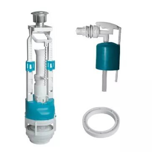 Арматура для бачка боковая подводка, кнопка хром, пласт Инкоэр