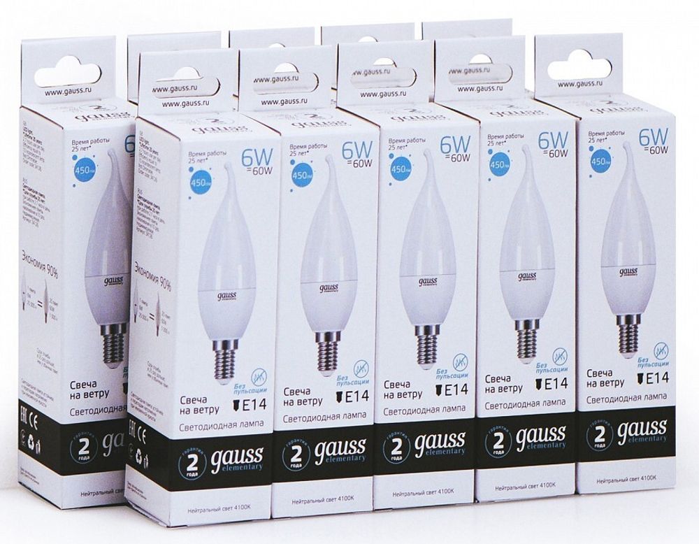 Лампа светодиодная Gauss 341 E14 6Вт 4100K 34126