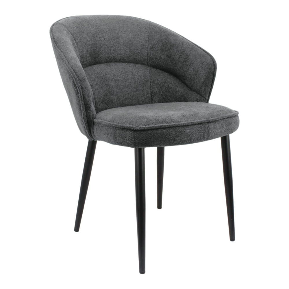 Стул "Ирис" (арт. 102), велюр-букле Белла 14 темно-серый, ножки круглые черные