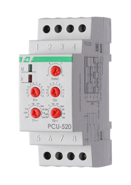Реле времени PCU-520 2х8А 230В 2 перекл. IP20 многофункц.