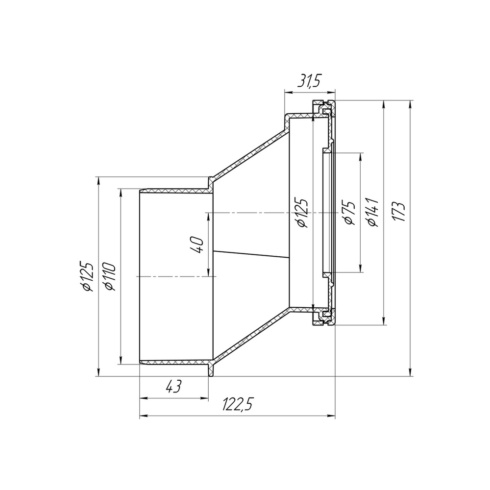 Труба фановая 110*40 град жесткая W0421 АНИ пласт