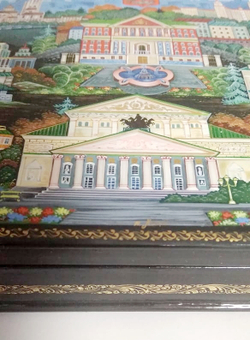Шкатулка "Достопримечательности Москвы"  худ. Костерина (Ручная роспись Палех)
