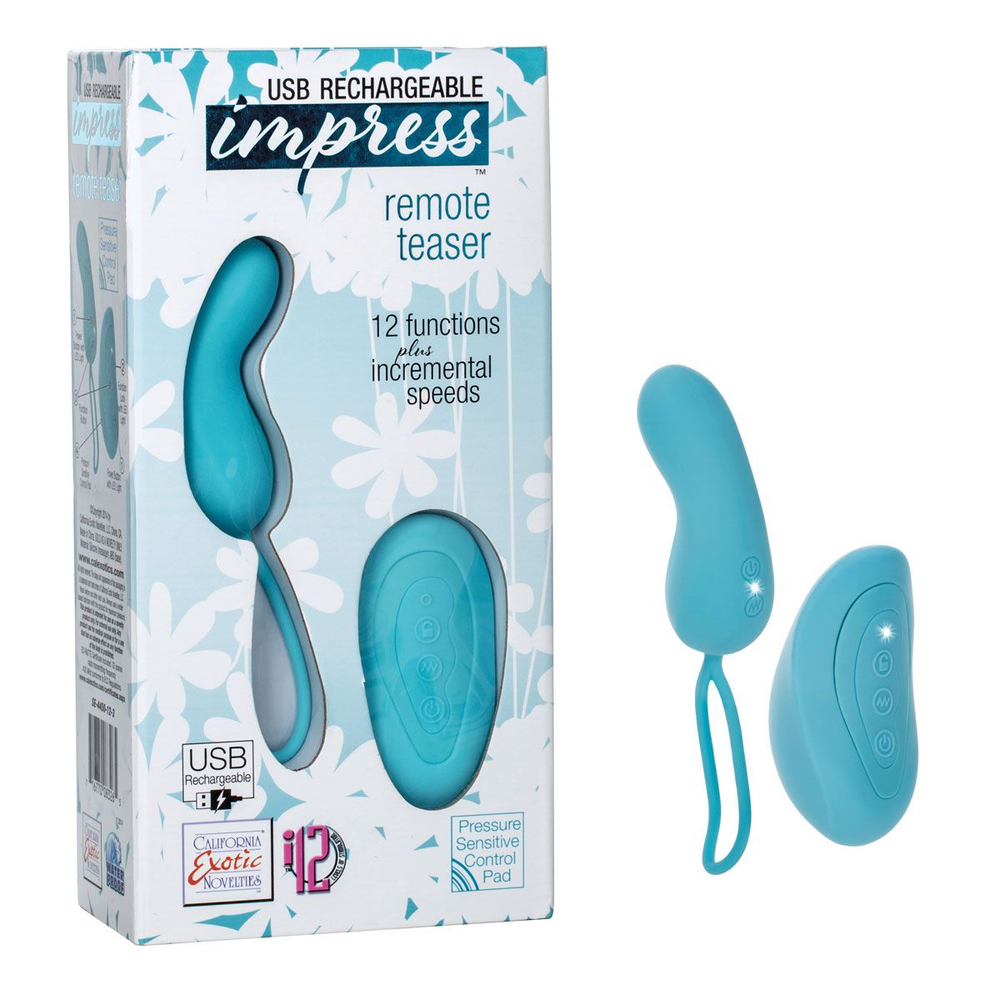 Бирюзовое виброяйцо Remote Teaser с пультом ДУ (Цвет: бирюзовый)
