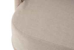 "Верона" диван 3-местный плетеный из роупа, каркас алюминий белый муар, роуп бежевый круглый, ткань бежевая 052