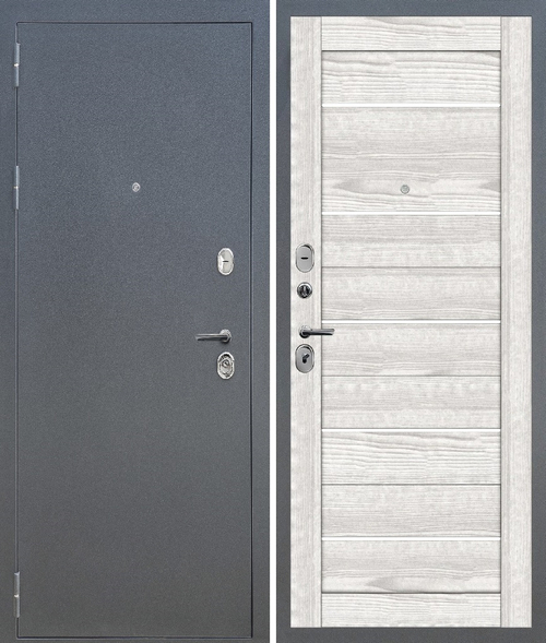 Входная дверь FlyDoors АРКАН 800*2000 Букле графит - Ривьера Айс
