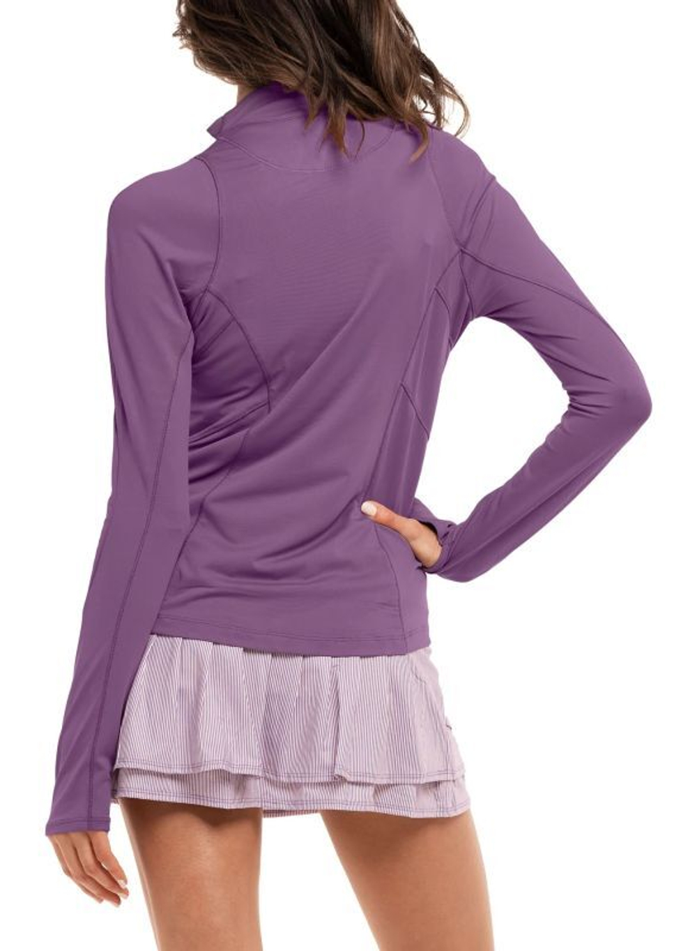 Женская теннисная футболка с длинным рукавом Lucky in Love Avant Garde 1.0 Architect 1/4 Zip Long Sleeve - dusk