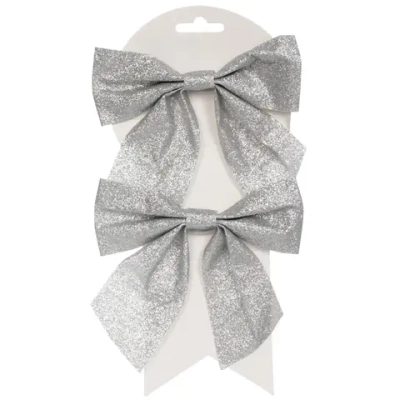 Бант на ёлку «Зимнее очарование» 15*15 см (набор 2 шт), Серебро