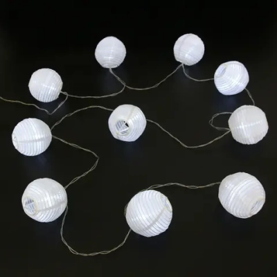 Гирлянда для улицы «Светящийся шар» 3 м 10 ламп LED (d=7,5 см) прозр.пров, 8 реж.,IP-54, Белый (солнечная батарея)