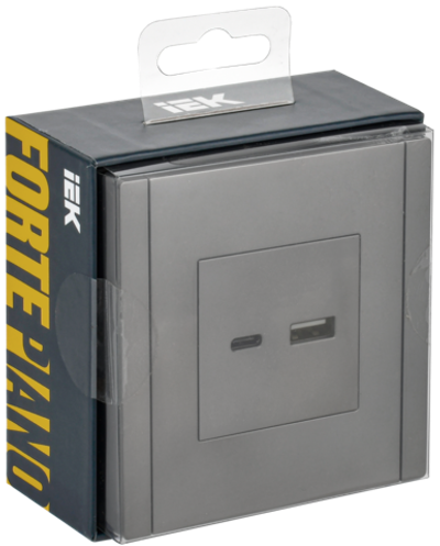 FORTE&PIANO Розетка USB A+C 18Вт FP551 сталь IEK