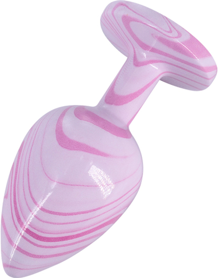 Эмалированная анальная пробка из алюминия со светло розовым кристаллом