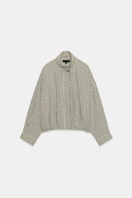 ZARA БОМБЕР В КЛЕТКУ, ЧЕРНЫЙ/ЭКРЮ