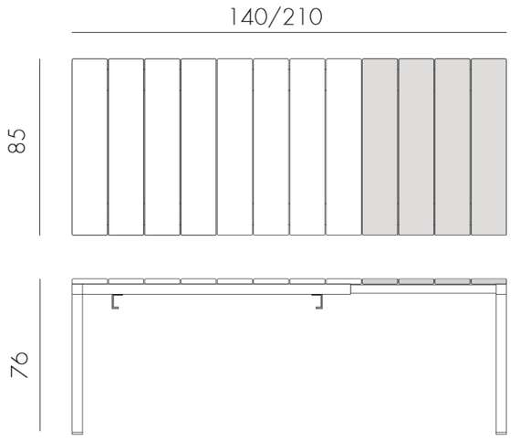 Стол металлический раздвижной Rio Alu, 140-210х85 см, тортора