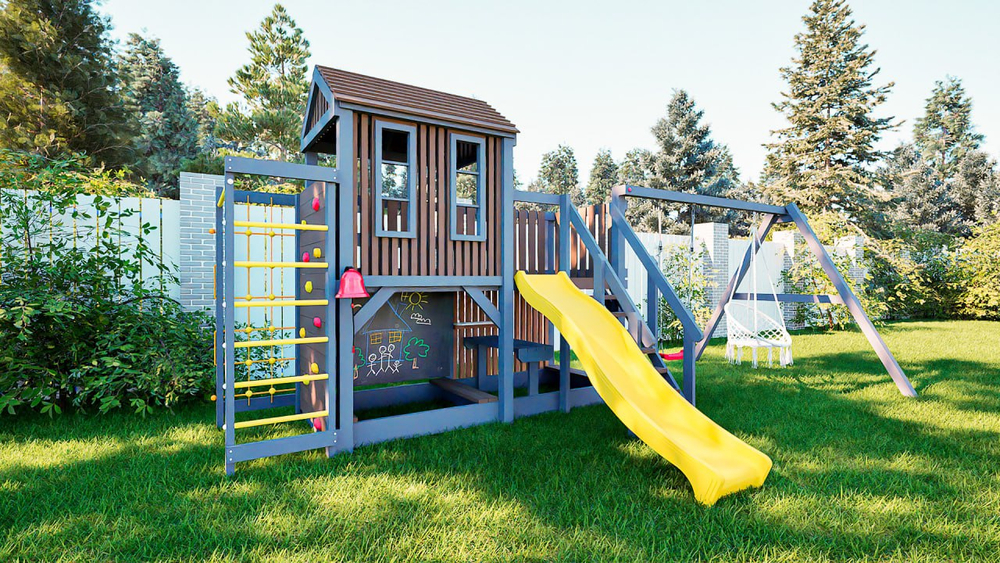 Детский домик с качелями "Сканди-спорт плюс-2"