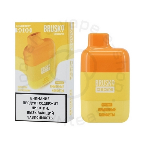 Одноразовая ЭС BRUSKO LONGPARTY 9000 с ароматом Лимонных конфет, кислый, 20мг/см3, 9 мл. (М)