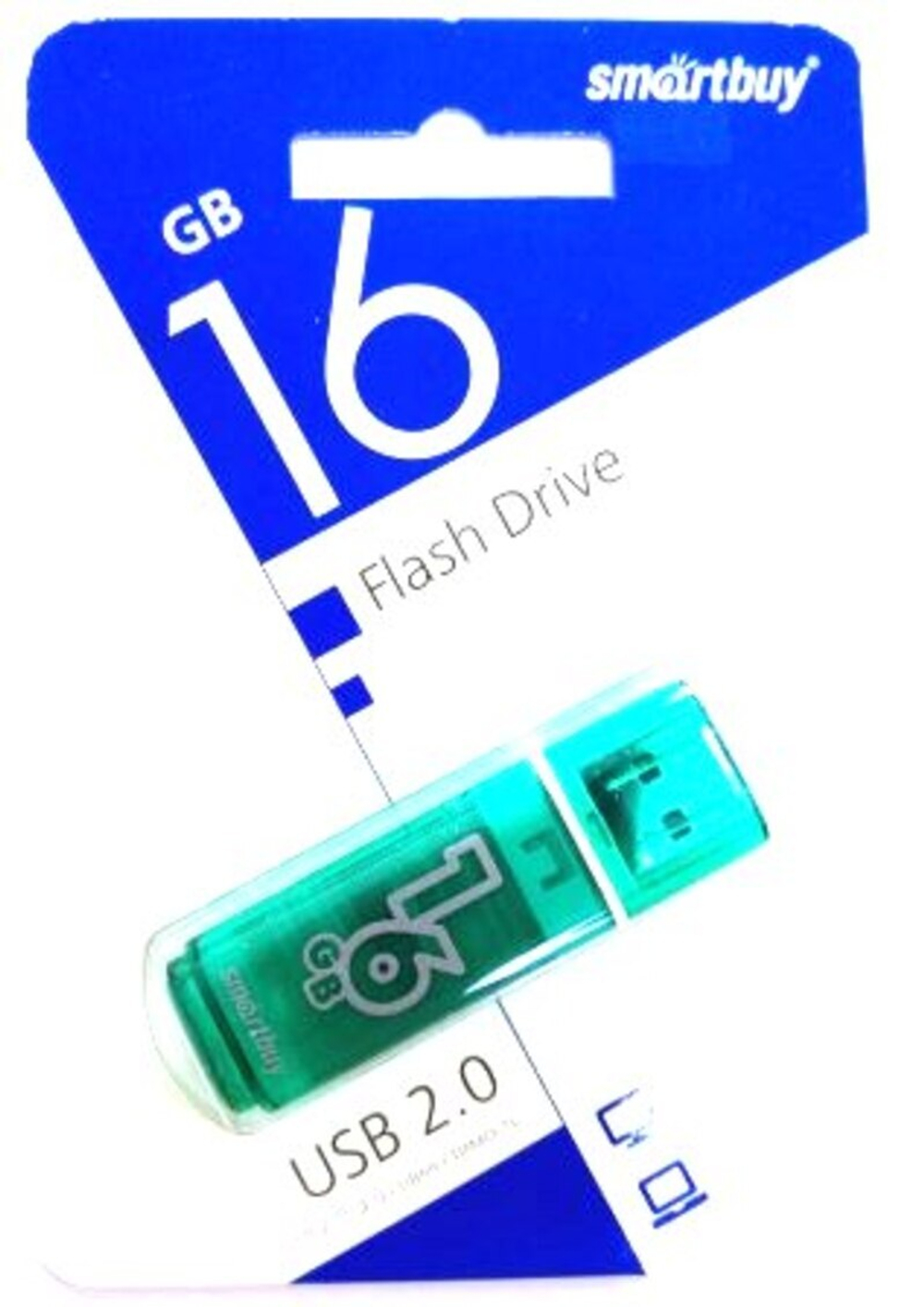 Флеш-накопитель USB  16GB  Smart Buy  Glossy  зеленый