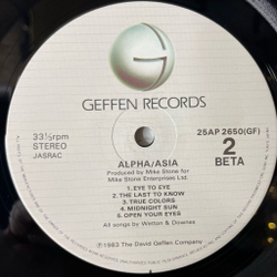 Винтажная виниловая пластинка LP Asia Alpha (Japan 1983) (Obi, Стикеры) The Heat Goes On