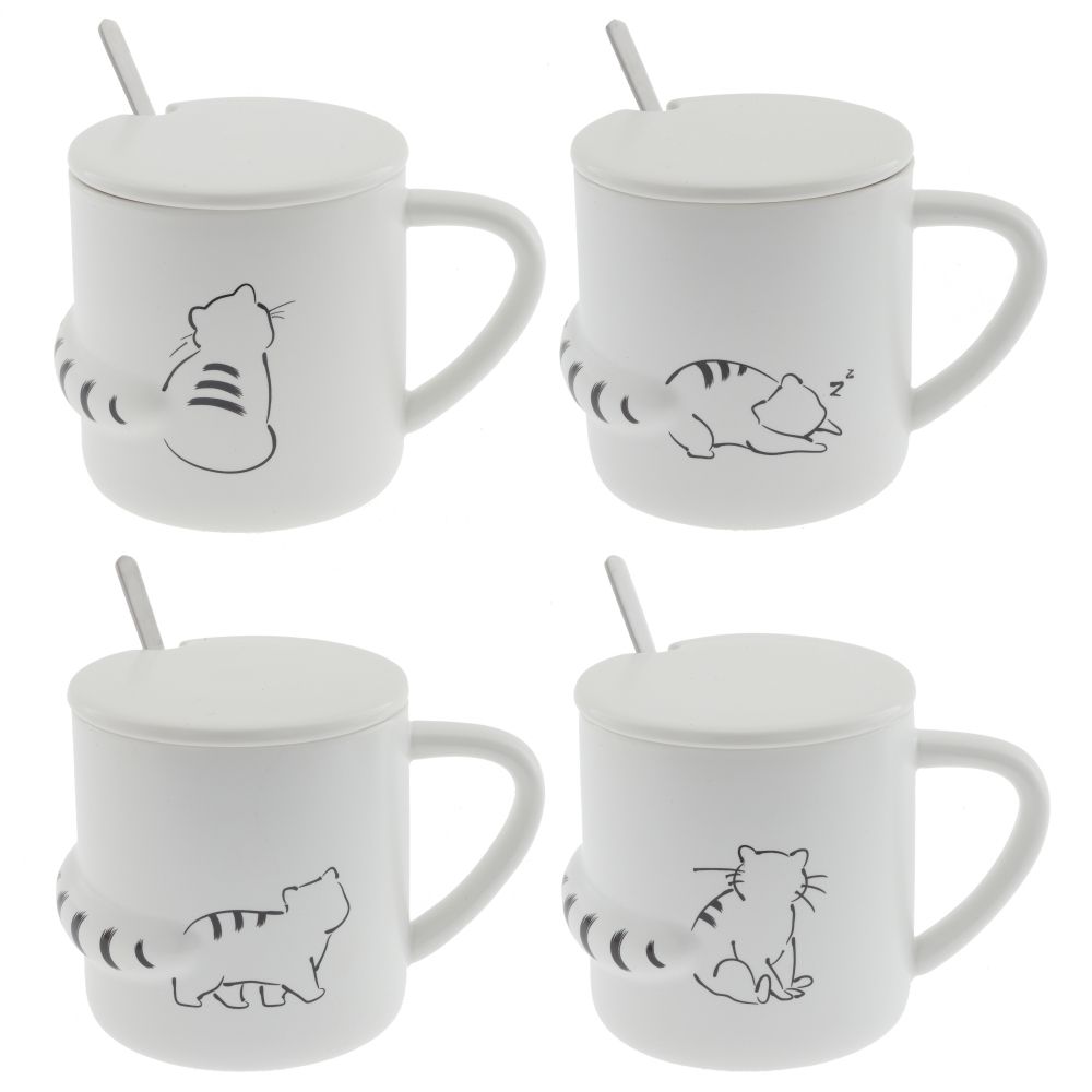 GAEM Кружка с крышкой и ложкой, 400 мл, L8,5 W12 H8 см, 4в.