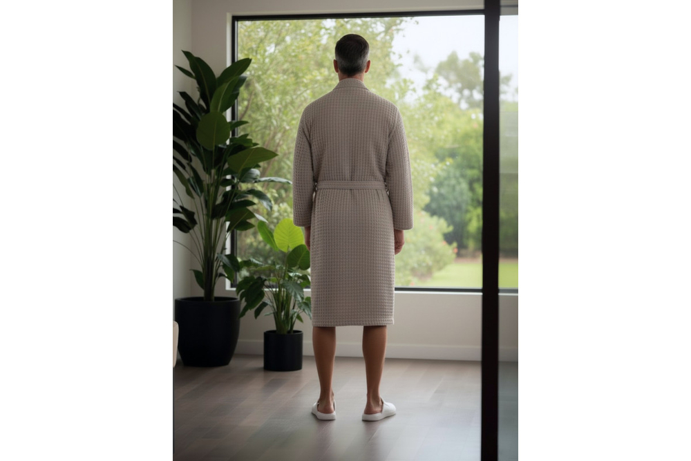 Халат вафельный мужской Home One светло-серый 52-54