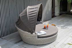 "Стильяно" плетеная кровать круглая, цвет бежевый