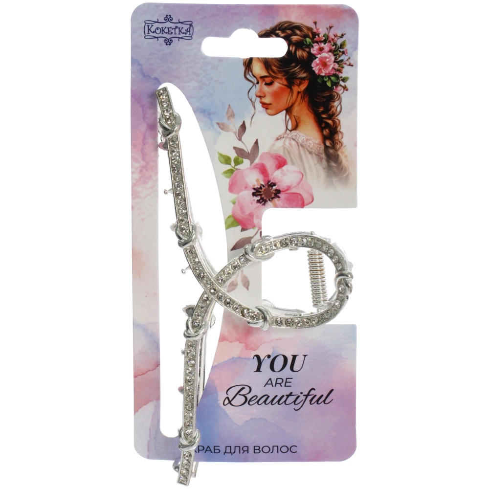 Заколка-краб для волос «AKS - DesignPRO», петля, цвет золото и хром, 11*5см