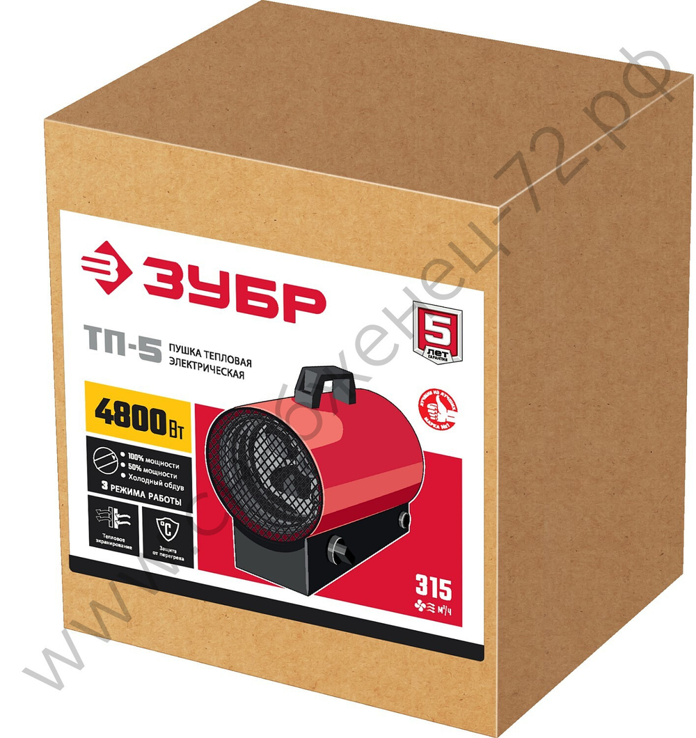 ЗУБР 5 кВт, электрическая тепловая пушка (ТП-5)