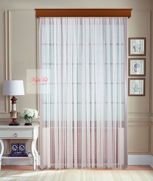 Тюль Горошки французская сетка (молочный)