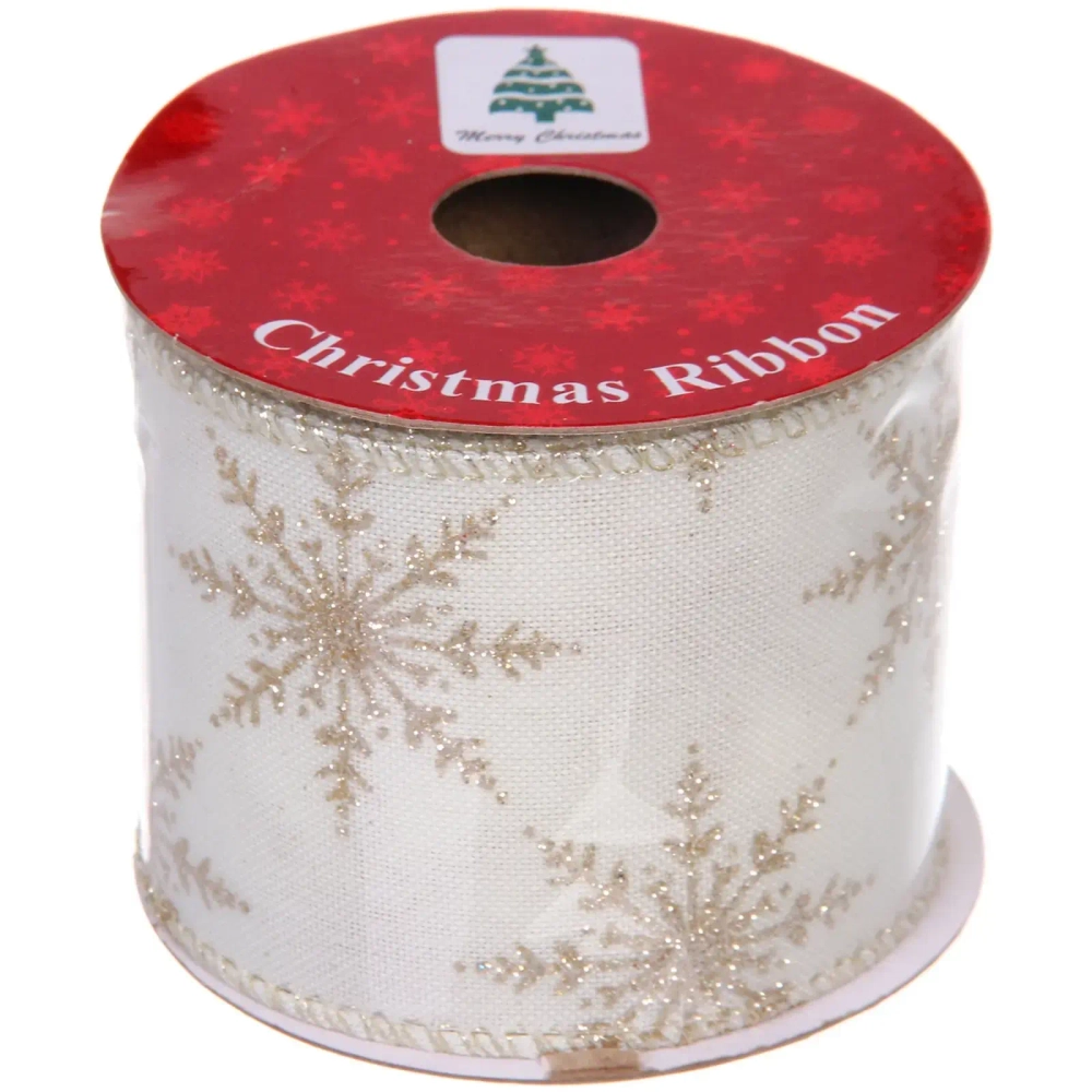 Лента для декорирования «Снежинка» 6,3 см, 2,7 м, Шампань